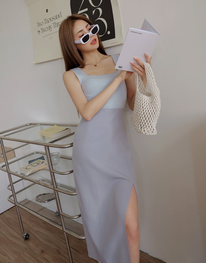 Spliced Slit Tank Maxi Dress