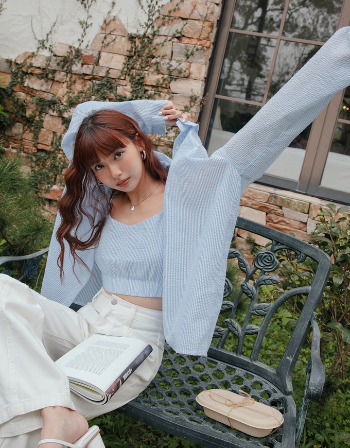 Two Piece Striped Long Blouse Shirt