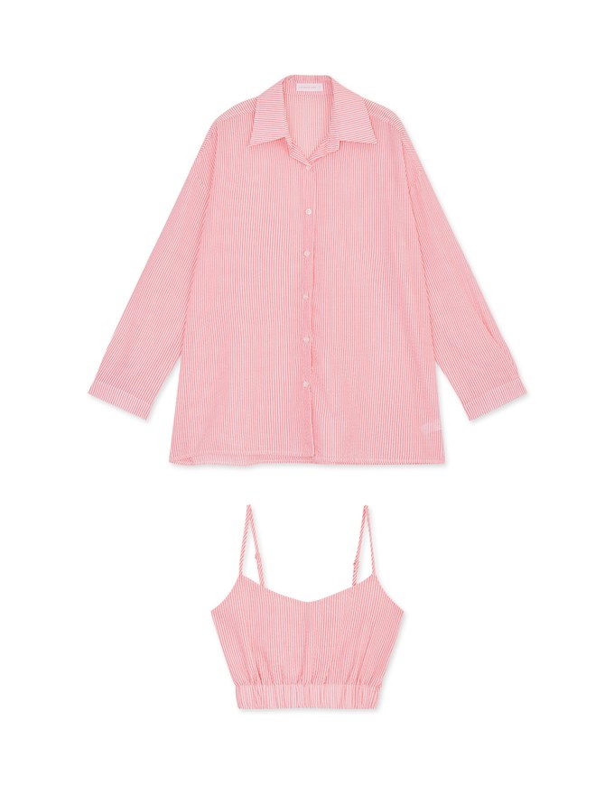 Two Piece Striped Long Blouse Shirt