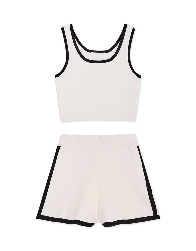 Piped Knit Tank Top Set