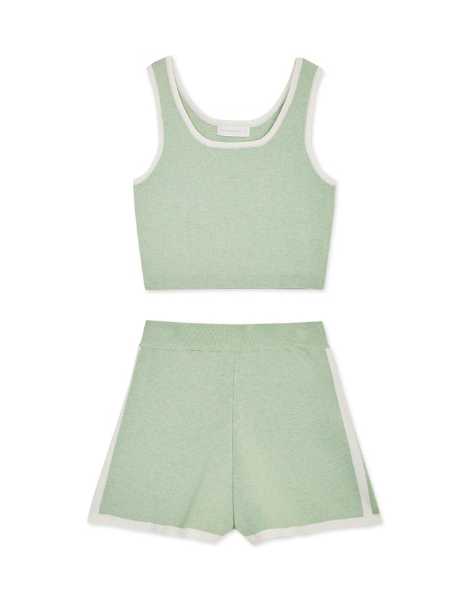 Piped Knit Tank Top Set