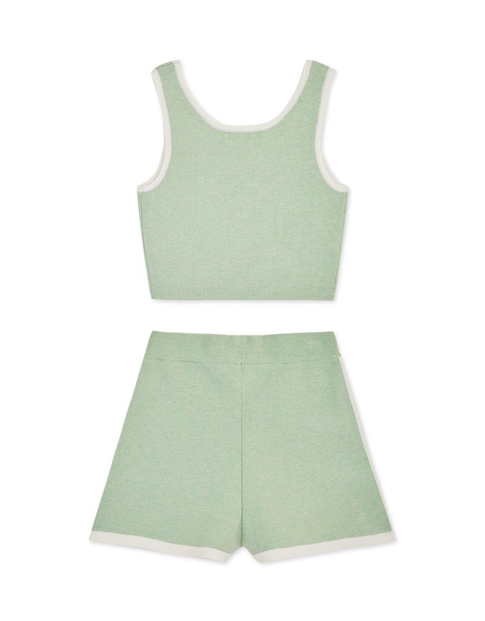 Piped Knit Tank Top Set