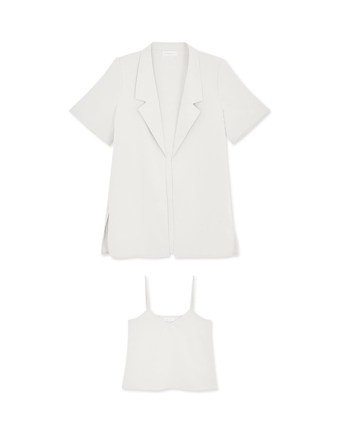 Two Piece Collar Oversized Blazer with Shoulder Pads