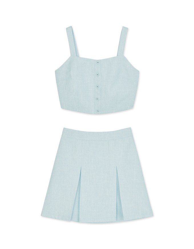 Elegant Tweed Tank Top + Skirt Set