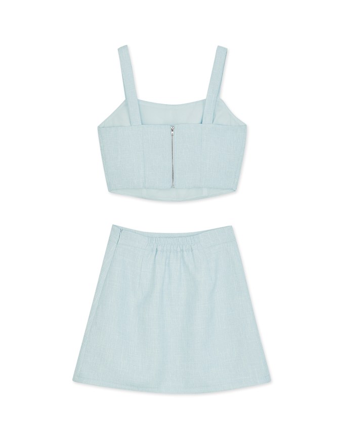 Elegant Tweed Tank Top + Skirt Set