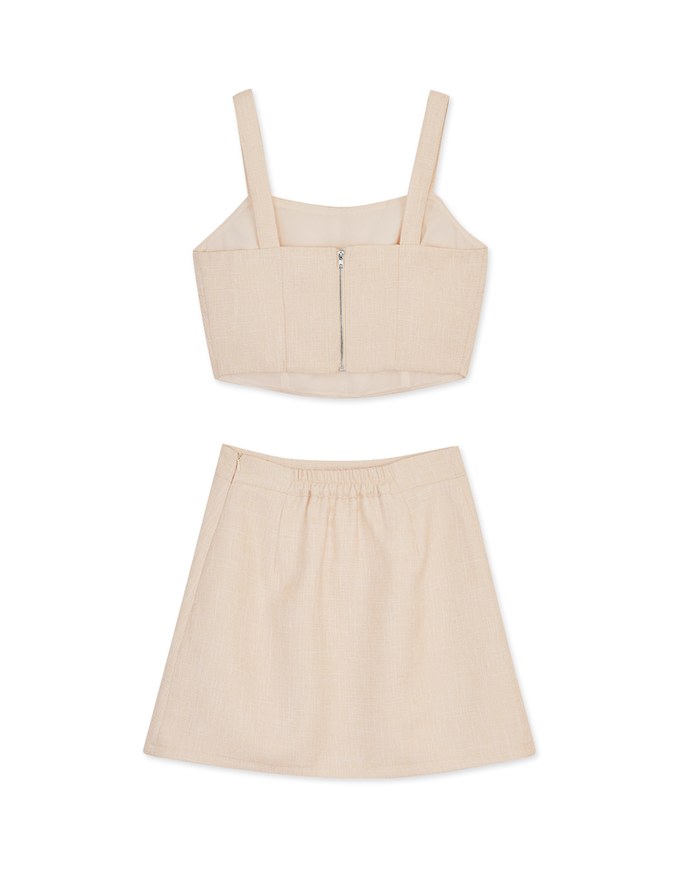 Elegant Tweed Tank Top + Skirt Set