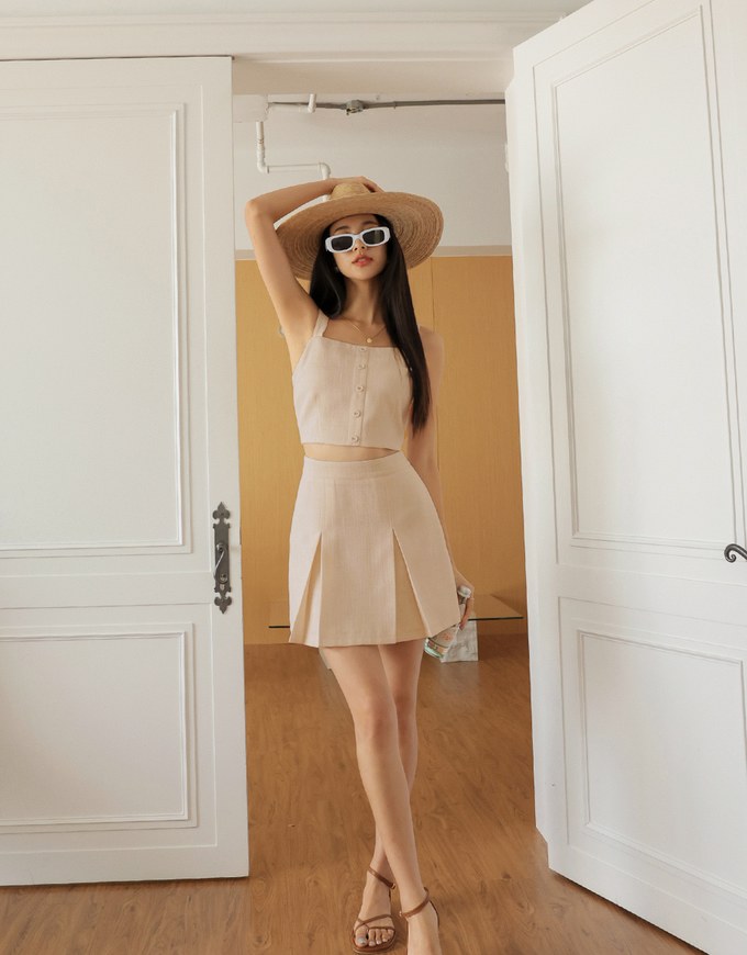 Elegant Tweed Tank Top + Skirt Set