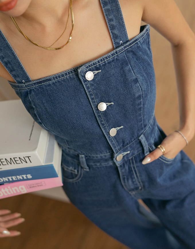 2way Denim Jeans Tank Jumpsuit