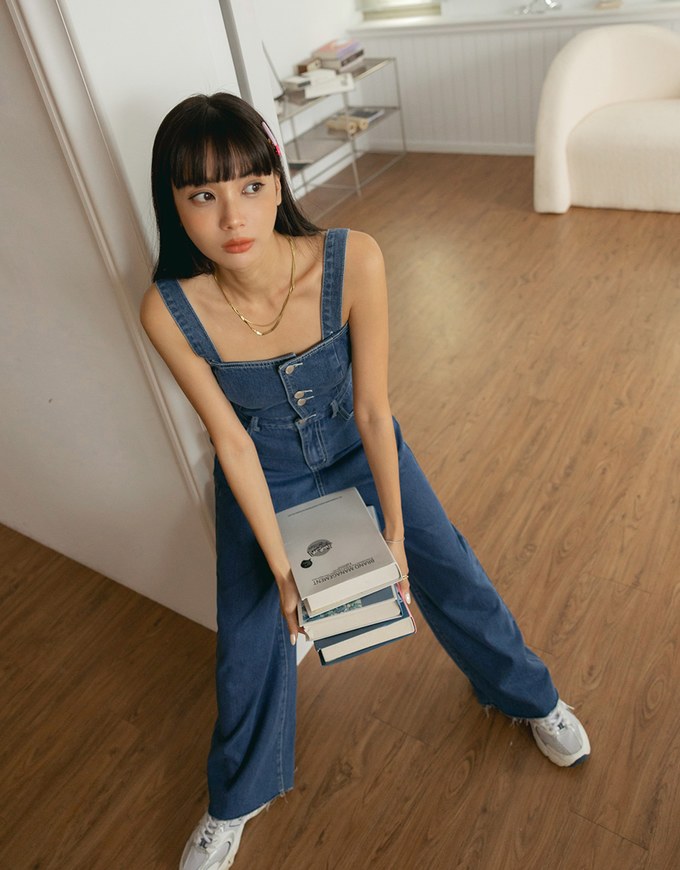 2way Denim Jeans Tank Jumpsuit