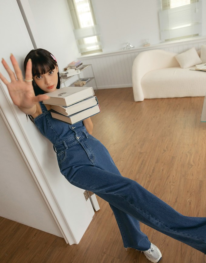 2way Denim Jeans Tank Jumpsuit