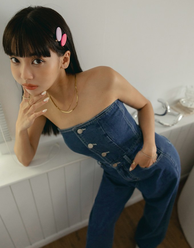 2way Denim Jeans Tank Jumpsuit