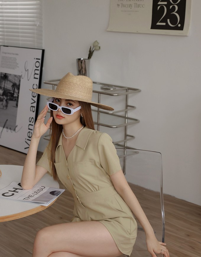 Edgy Smart Lapel Buttoned Playsuit