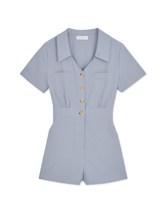 Edgy Smart Lapel Buttoned Playsuit