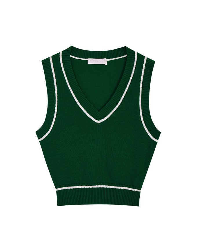 Preppy Crop Knit Tank Top