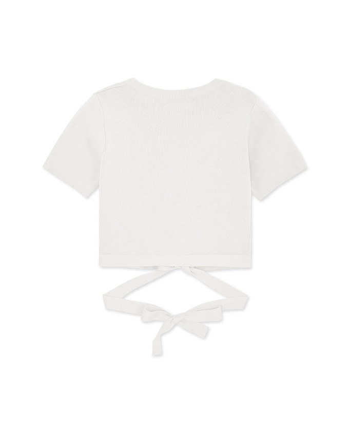 Diagonal Button Knit Tie Back Top