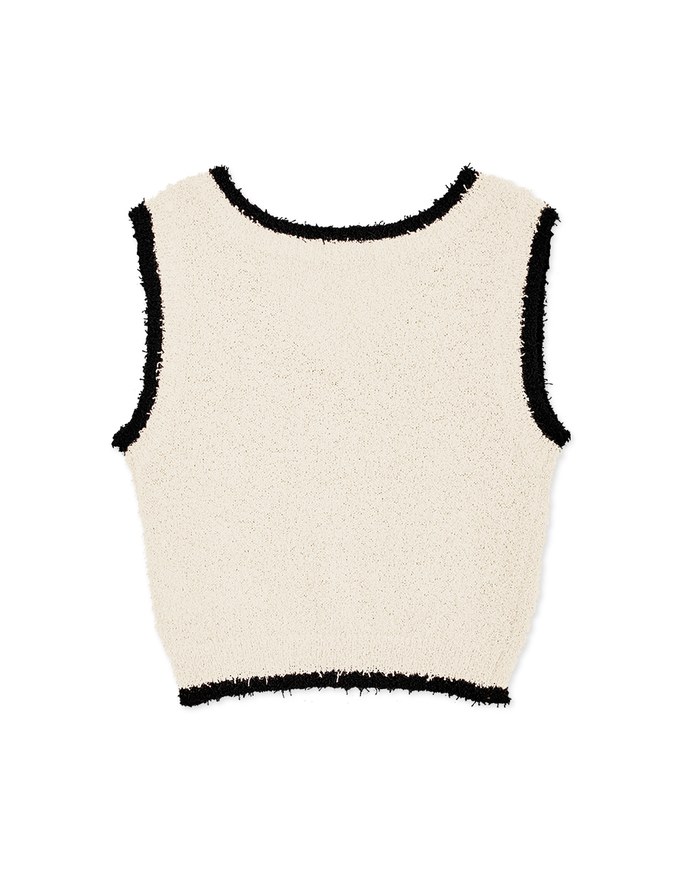 V Neck Color Edge Crop Vest