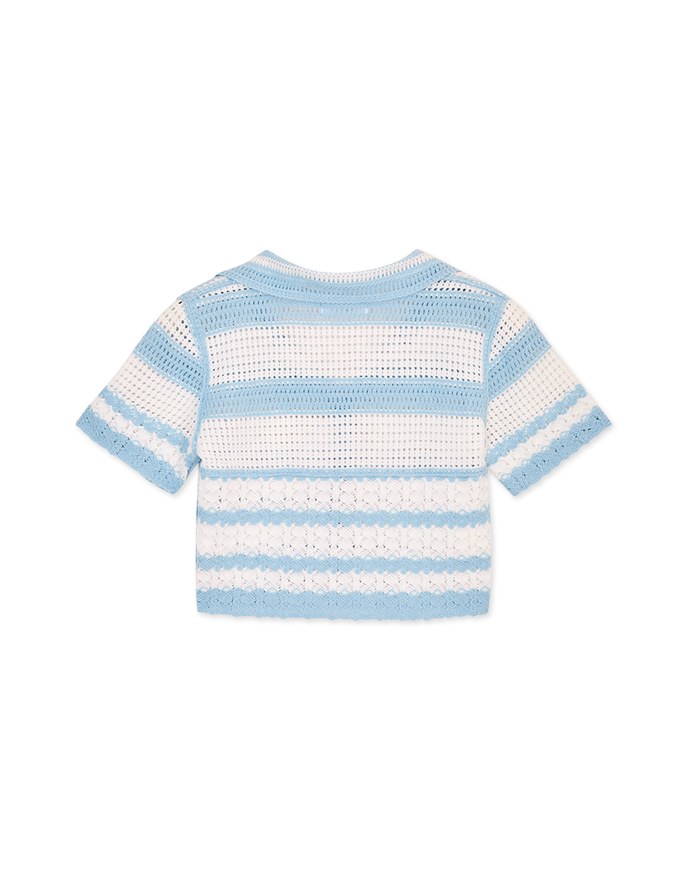 Striped Crochet Knit Blouse Shirt