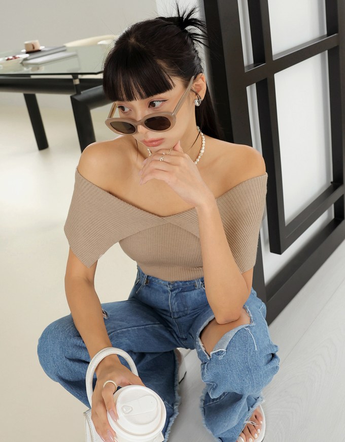 2way Lapel Sleeveless Knit Top