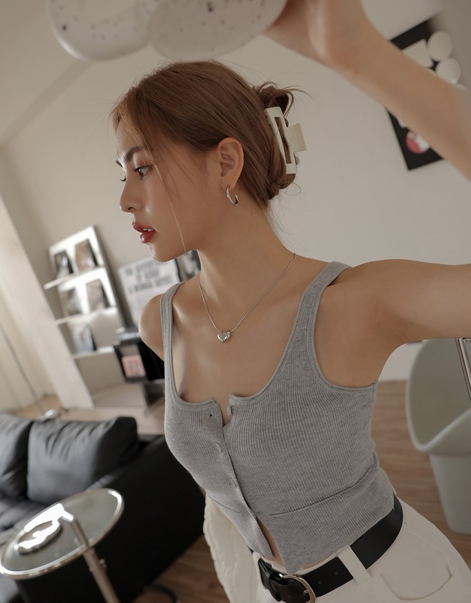 Button Down Knit Tank Top