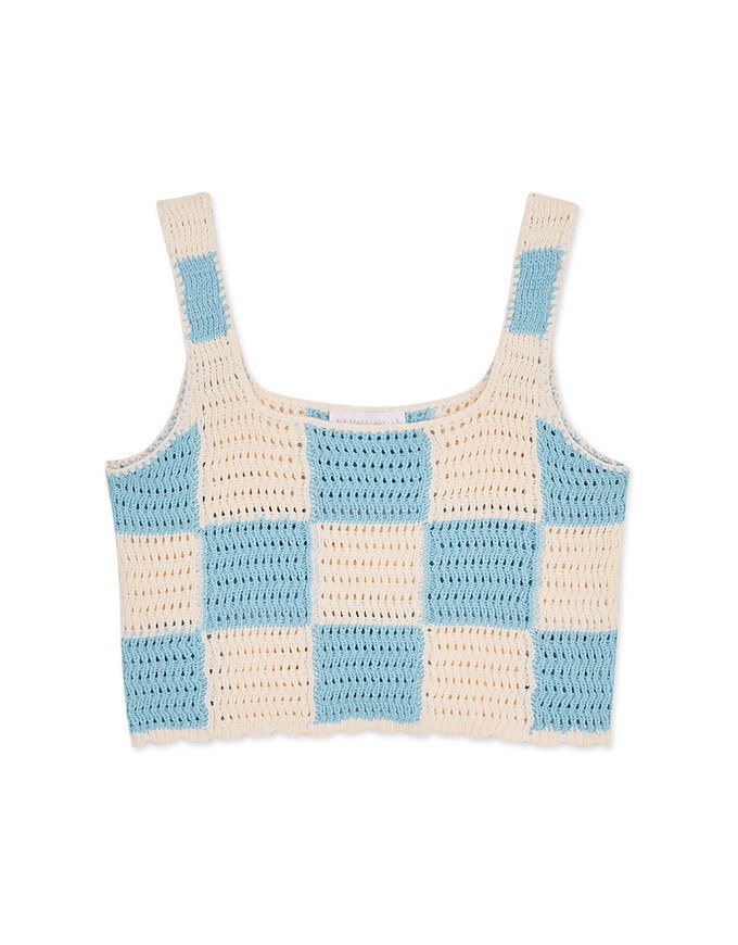 Checkerboard Knit Tank Top