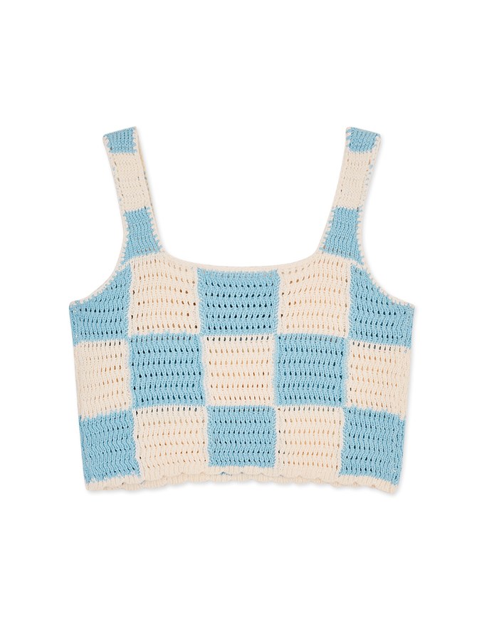 Checkerboard Knit Tank Top