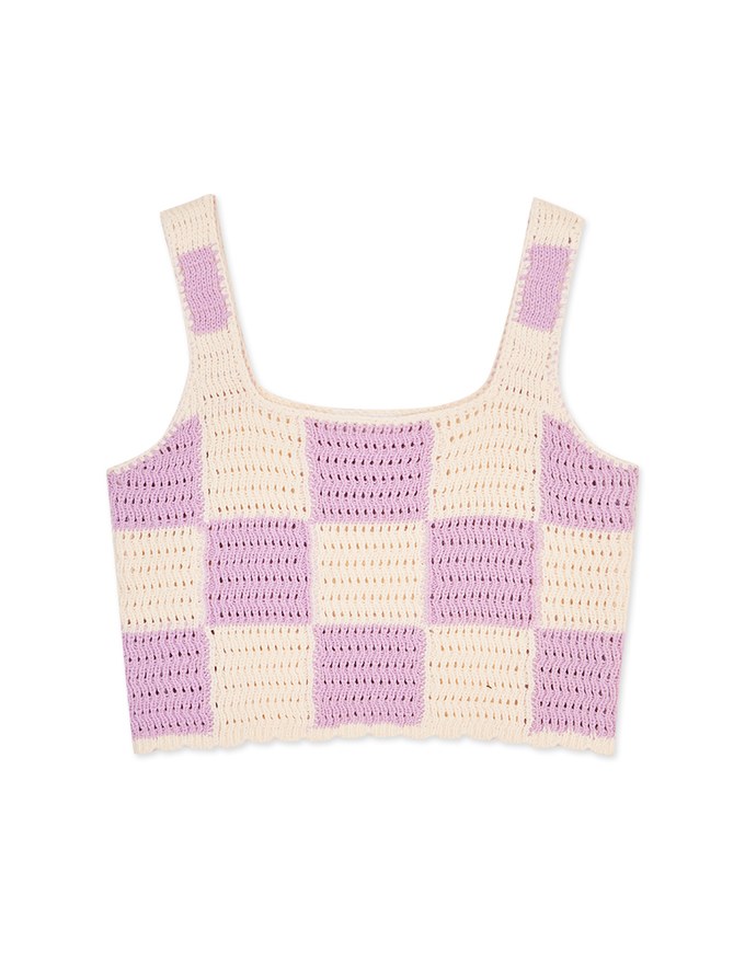 Checkerboard Knit Tank Top