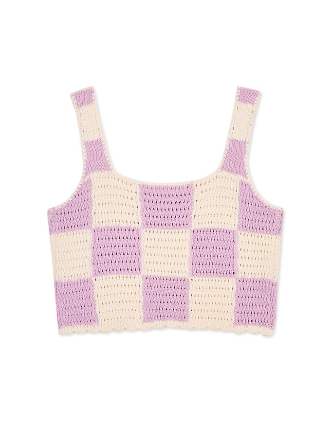 Checkerboard Knit Tank Top