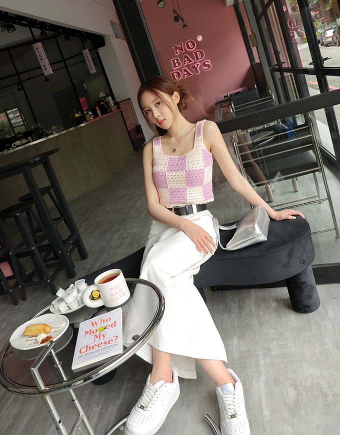 Checkerboard Knit Tank Top
