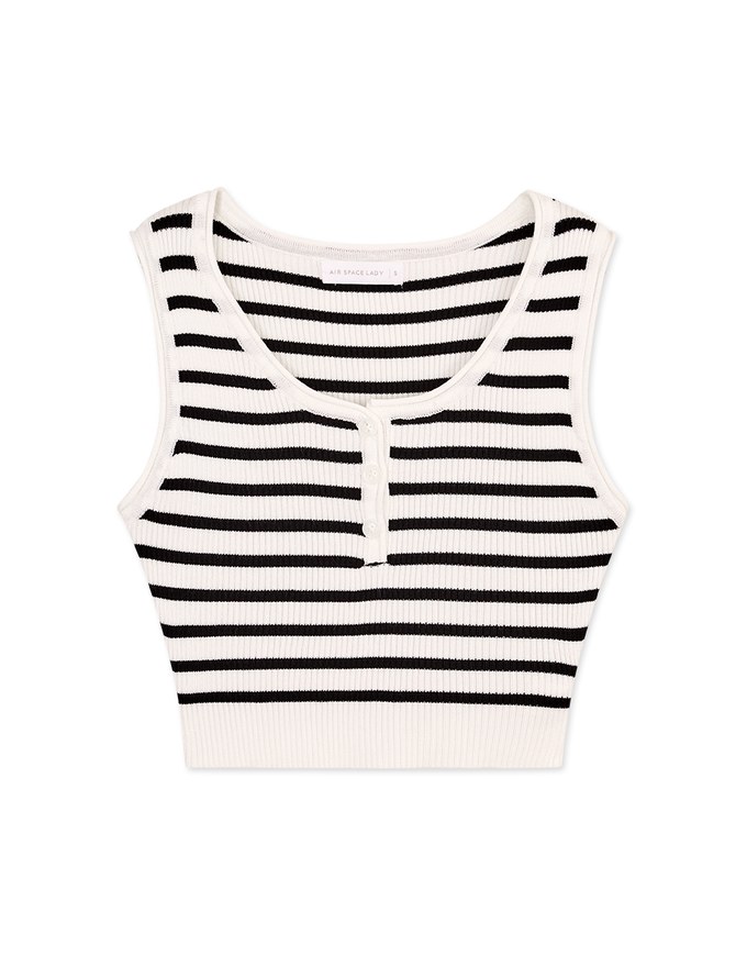 Striped Button Up Crop Tank Top