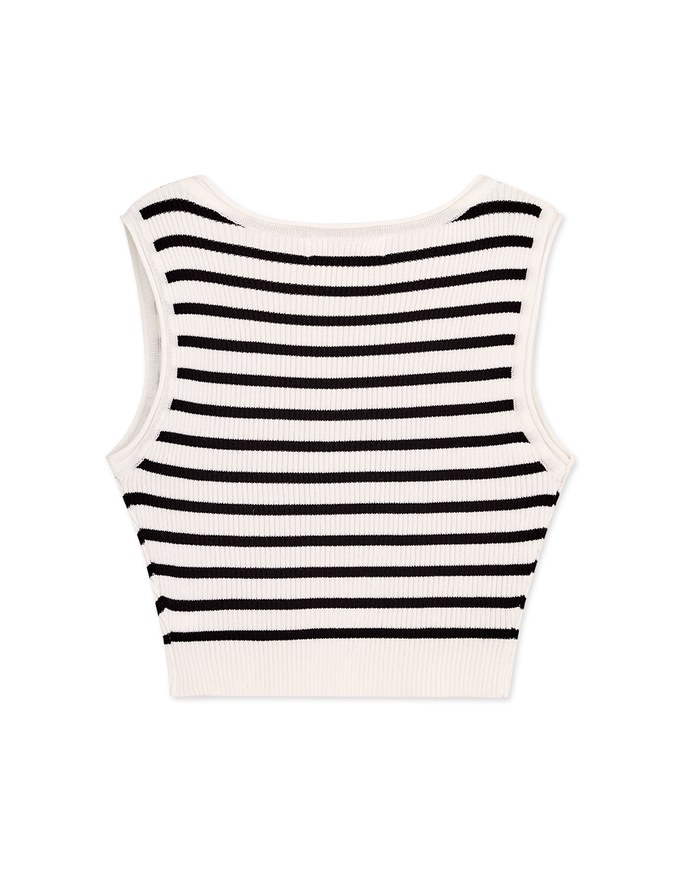 Striped Button Up Crop Tank Top