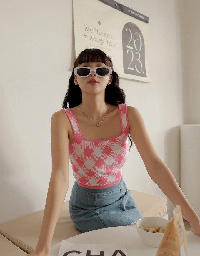 Summer Checkered Tank Top