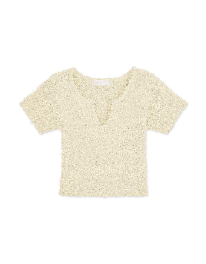 Wool V Neck Short Sleeve Top