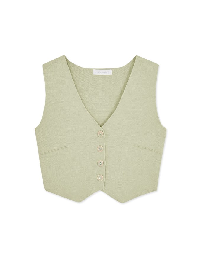 Thick Pound Knit Buttoned Vest Top
