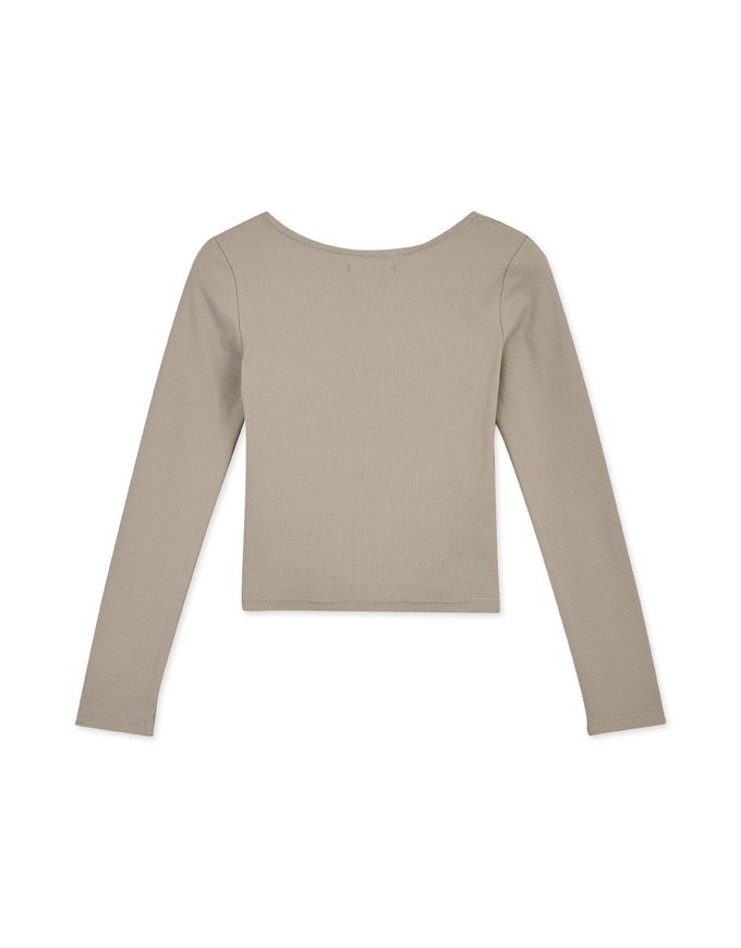 Small V Low-Cut Long-Sleeved Knit Top