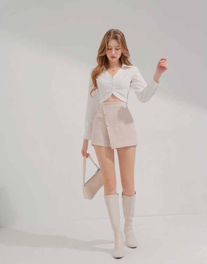 Plain Crop Top Blouse Shirt