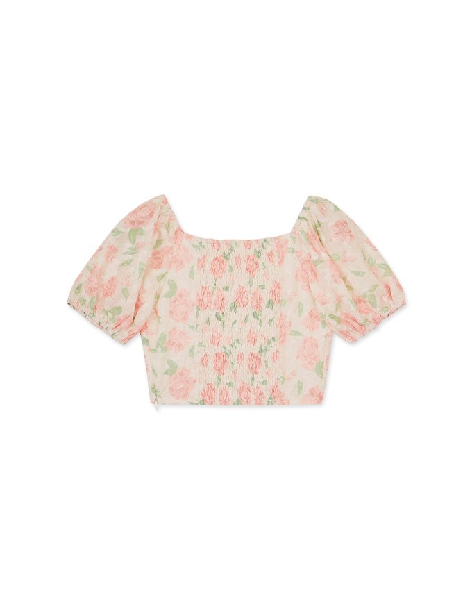 Qipao TOP 2WAY Floral Cheongsam Top Off Shoulder Puff Sleeves