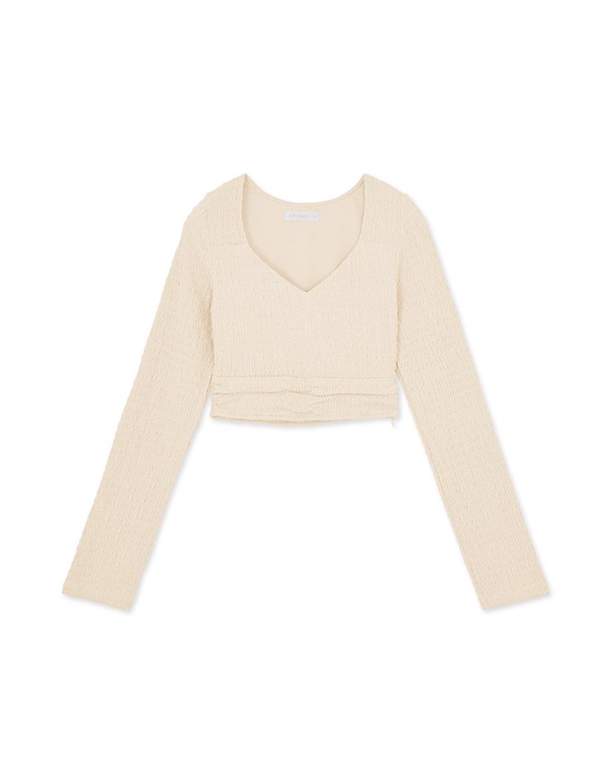 Crinkled Heart Neckline Top
