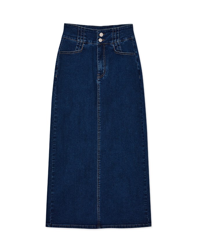 【Den!m LITE】Perfect Waistline Midi Skirt Extra High Waisted Denim Jeans Maxi Long Skirt With Slits