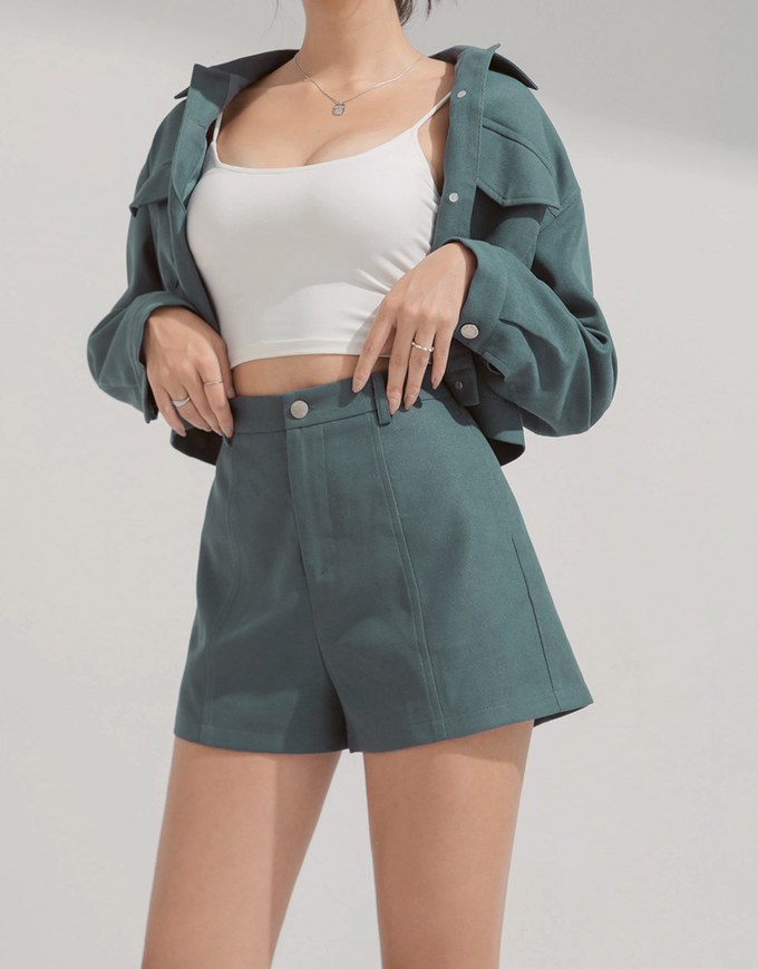 Textured Thick Wide Hem Shorts