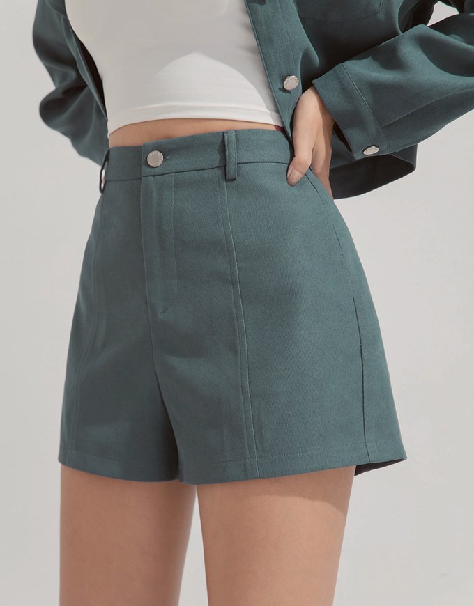 Textured Thick Wide Hem Shorts