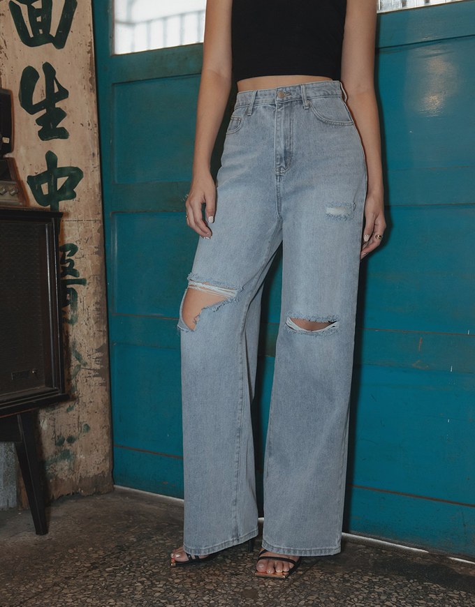 【Elecher's Design】BOSS MOM Distressed Denim Jeans