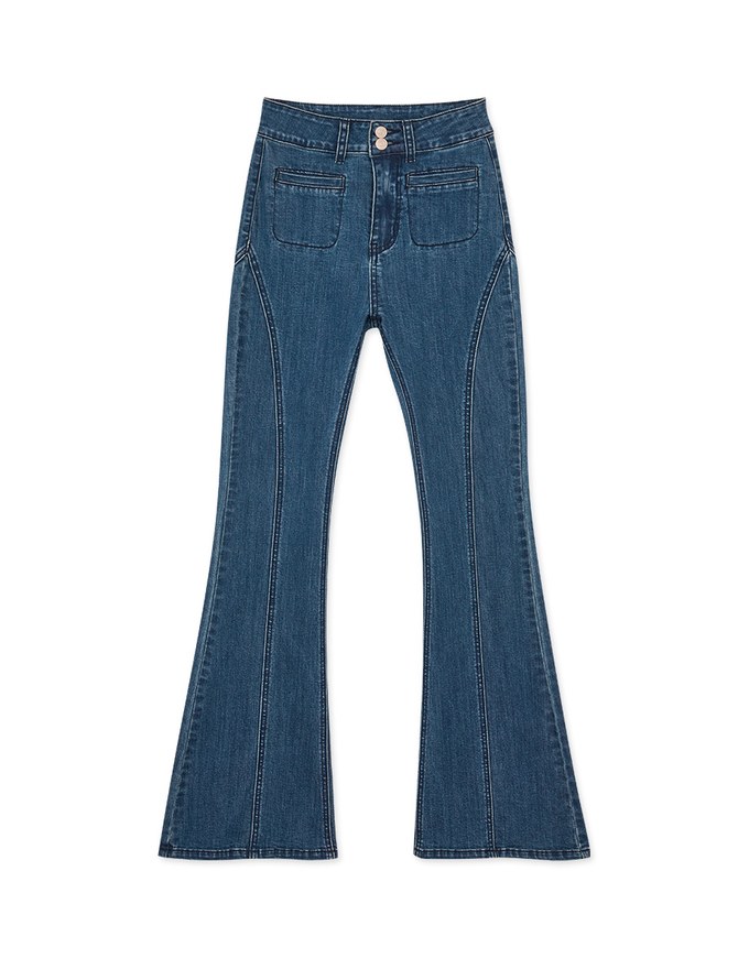 Fitted Bodycon Wrap Flared Jeans