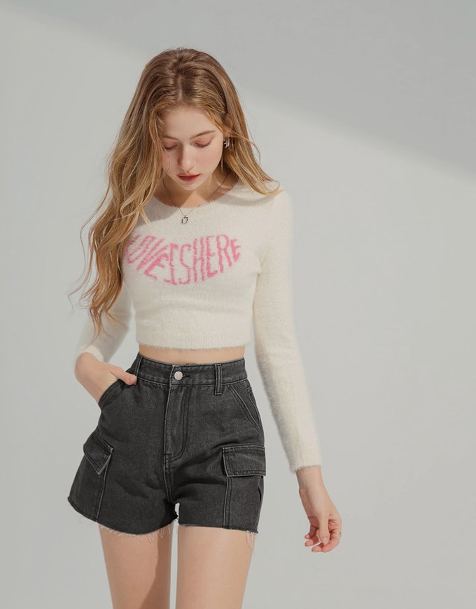 Drawstring Cargo Style Denim Jeans Shorts