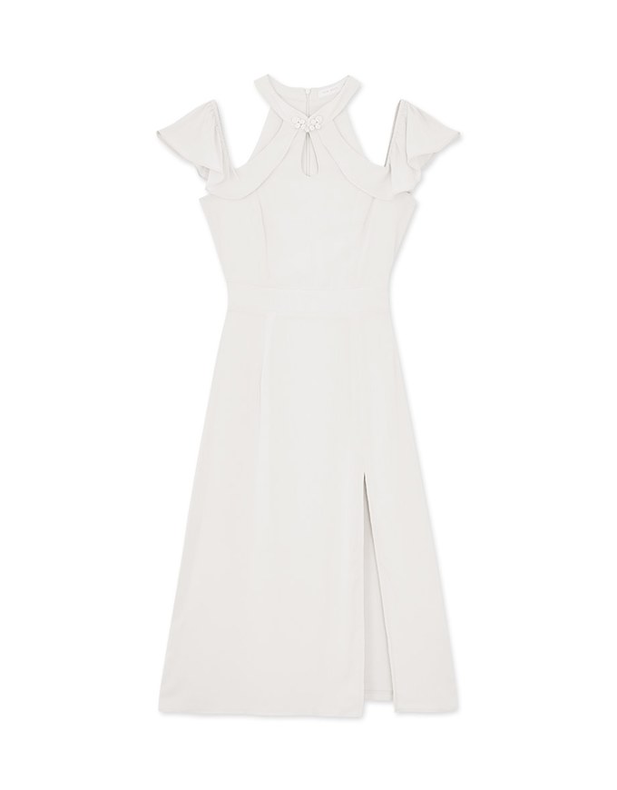 Qipao DRESS Cheongsam Collar Off Shoulder Slit Midi Dress