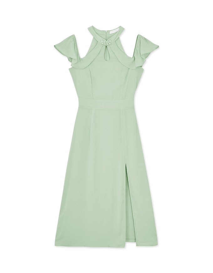 Qipao DRESS Cheongsam Collar Off Shoulder Slit Midi Dress