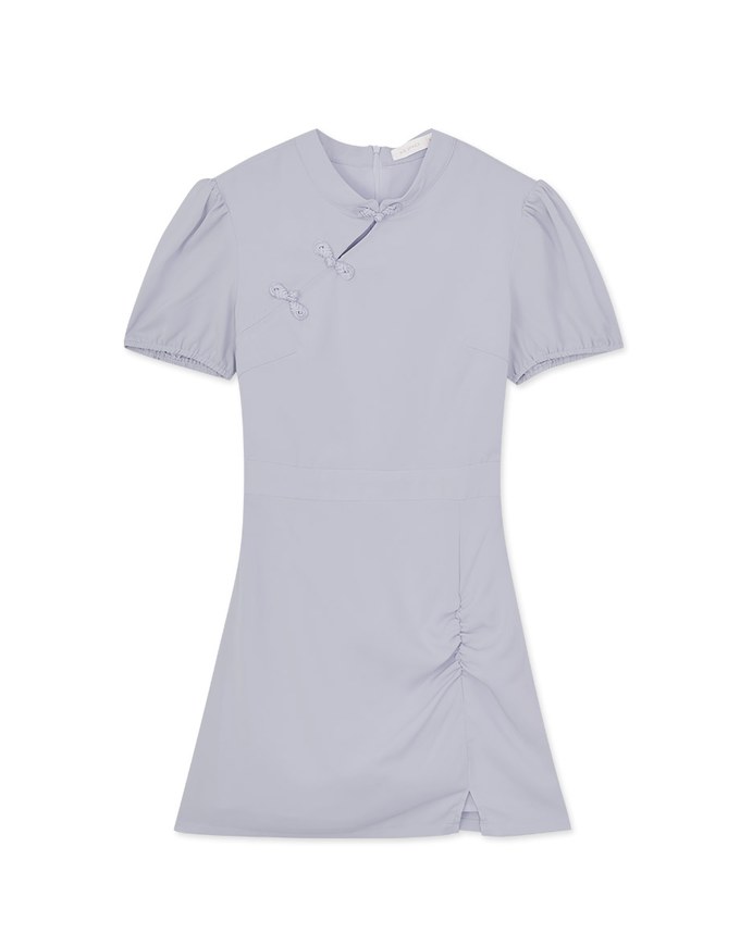 【Elecher's Design】Qipao DRESS Satin Chinese Button Puffy Sleeve Short Cheongsam