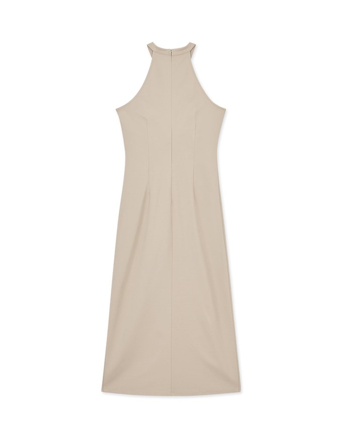 【Elecher's Design】Qipao DRESS Halter Cheongsam Maxi Dress with Slit and Bra Padded (with padding)