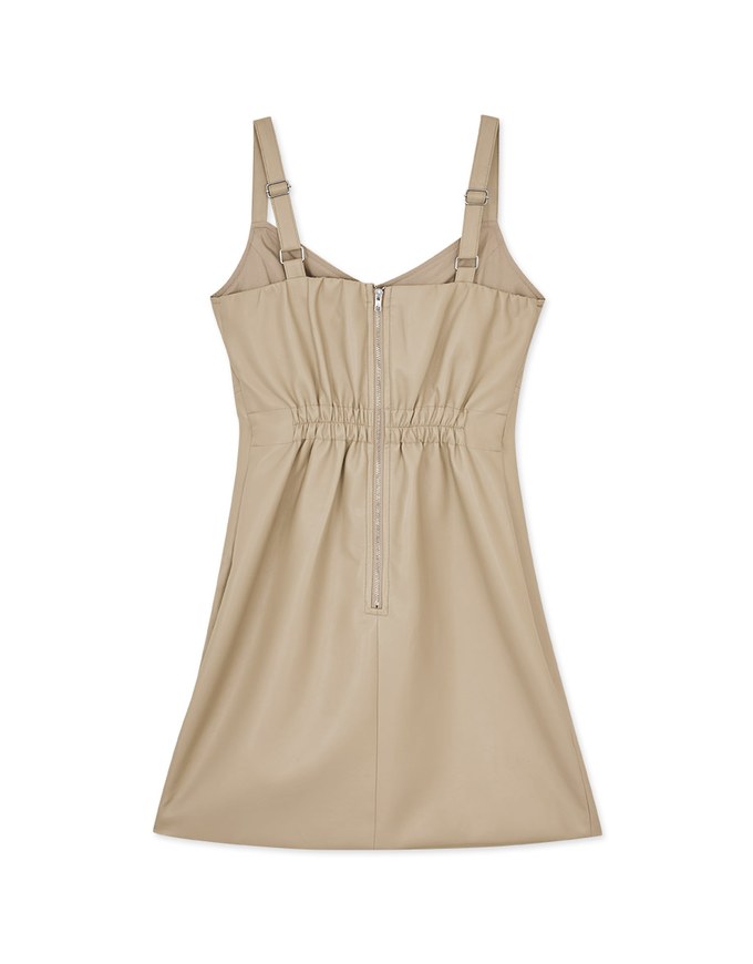 Matte Faux Leather Mini Dress(With Padding)