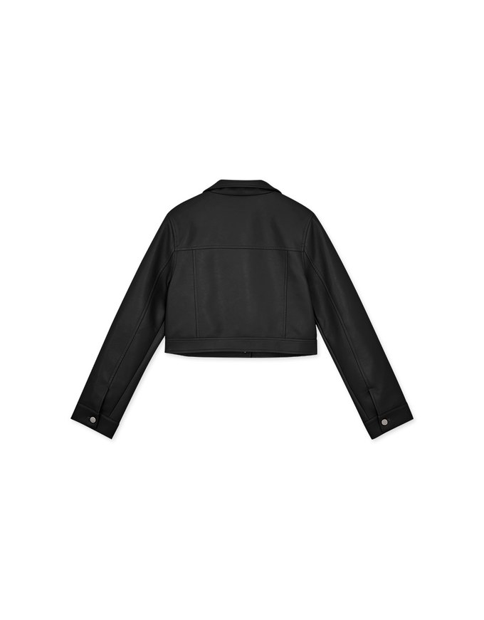 Matte Faux Leather Cropped Blazer Jacket