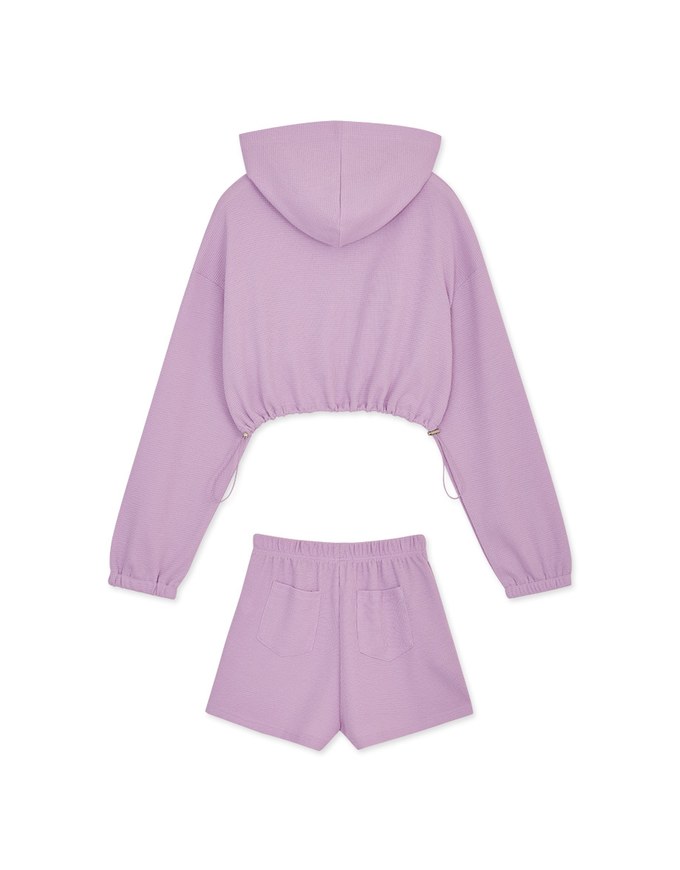 Waffle Hooded Zipped Set Wear